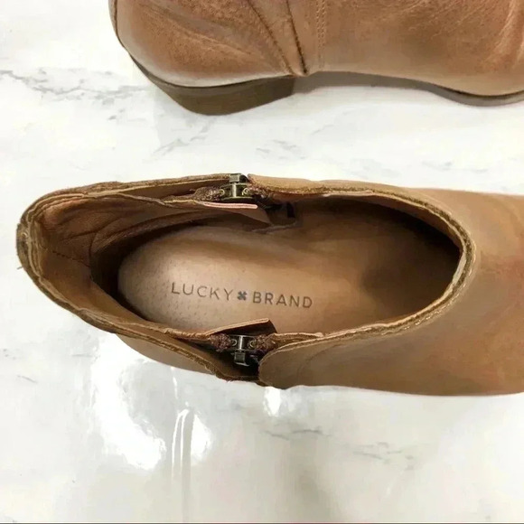Lucky Brand leather double zip booties, camel - Picture 3 of 8